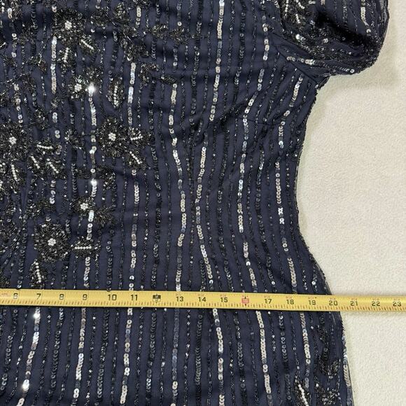 Mac Duggal 93626 Blue Size 12 Embellished Gown High Neck Illusion Long SleeveNWT - Picture 12 of 16